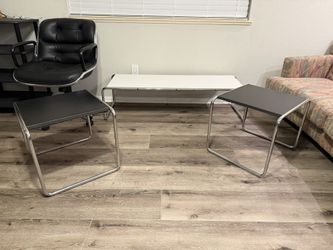 Laccio End Tables (2) Black And Chrome Midcentury Modern