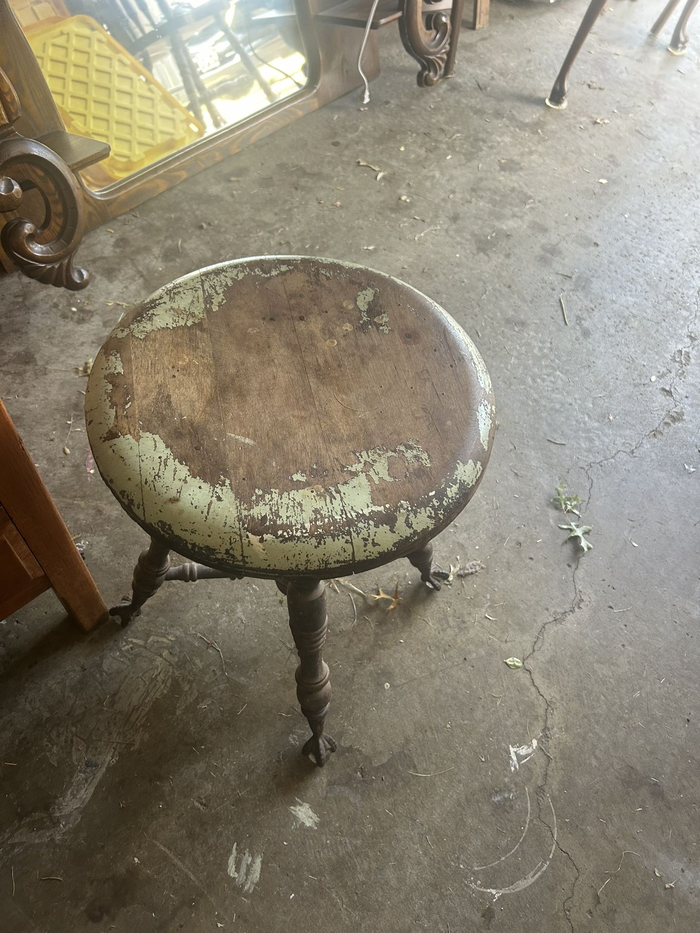 Antique Stool And Vase Stand