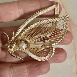 Brooks Vintage Gold Tone Butterfly Brooch