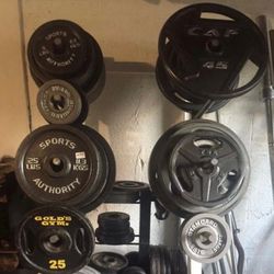 SELLING RUBBER & STEEL OLYMPIC PLATES / PLATE TREES-HOLDERS / STANDARD SIZE (1 INCH) PLATES / ADJUSTABLE DUMBBELL PLATES / FREE WEIGHTS 