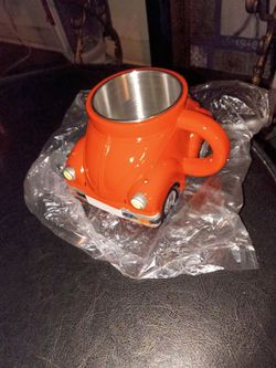 Orange Car-Shaped Novelty Coffee Mug