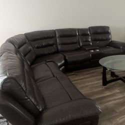 LEATHER Six Piece Sectional Two Recliner Couch 🛋️