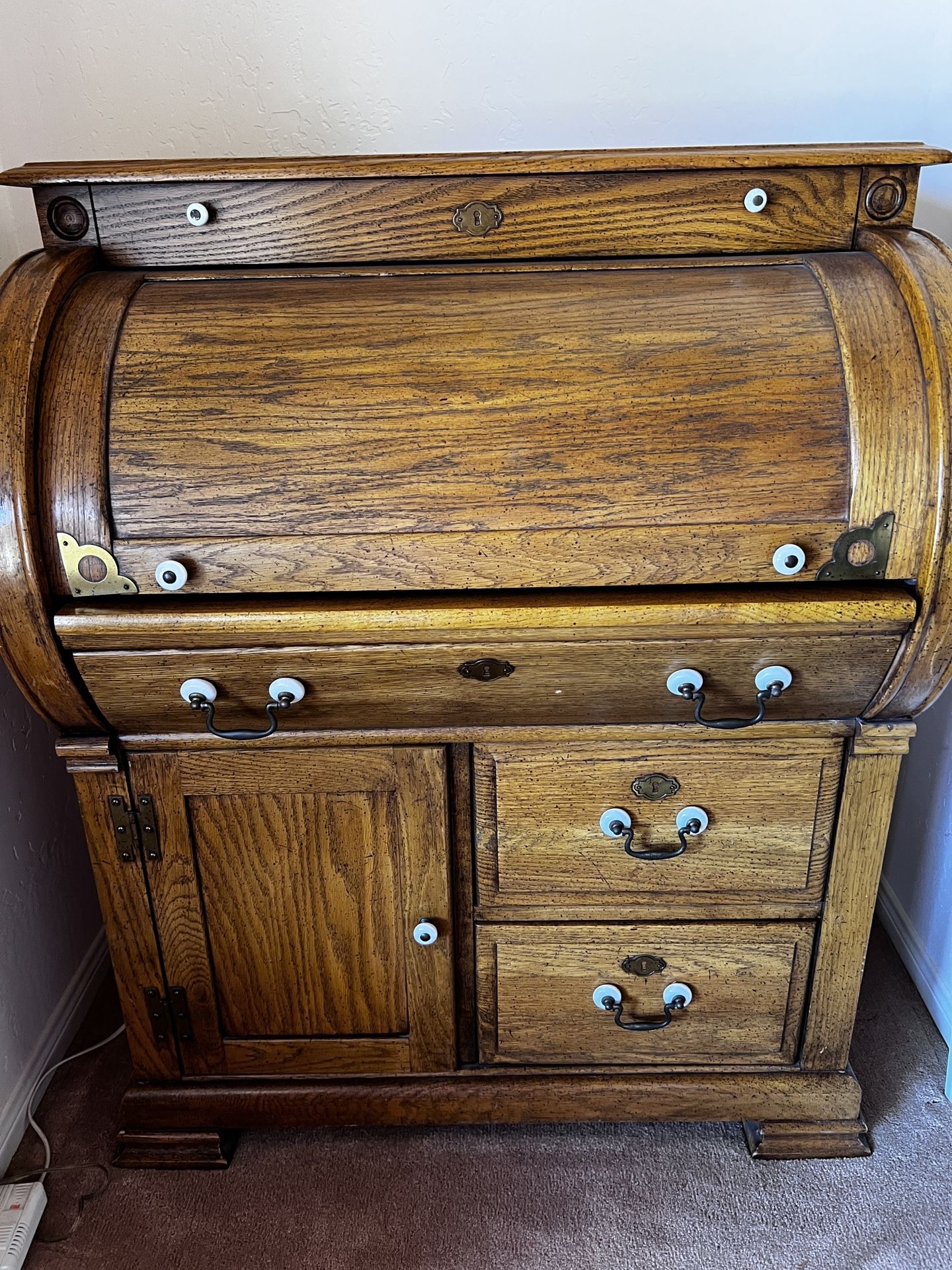 Small Oak Roll Top Desk