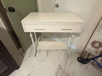 White Desk with Drawer and Lower Shelf