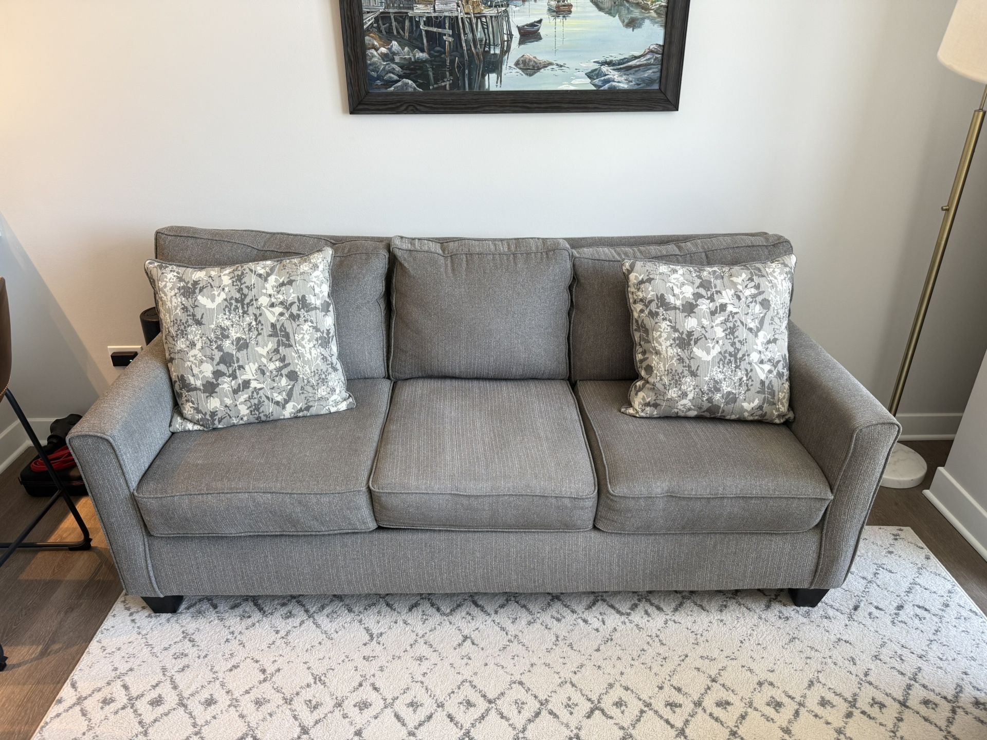 Dark Gray Living Room Couch With Pillows