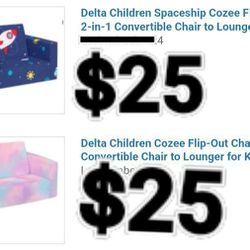 Delta Children  Cozee Flip Out Chair - 2-in-1 Convertible Chair to Lounger for Kids