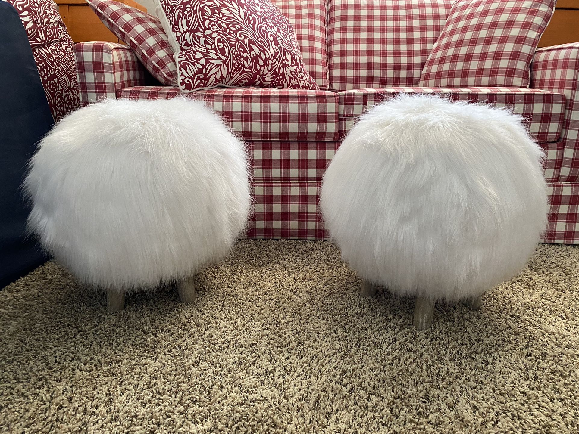 Restoration Hardware Faux Fur Poufs