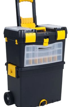 Stalwart Stalwart Portable Toolbox with Wheels, Comfort Grip, and Drawers (Black)