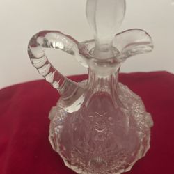 Vintage Handled Diamond Cut Glass Decanter