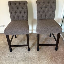 Two Fabric Button Tufted Bar Stools