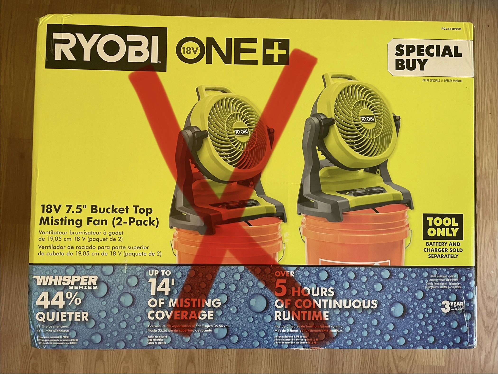 NEW! RYOBI Bucket Misting Fan (Tool Only)