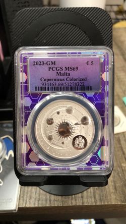 2023 Malta €5 Copernicus Colorized Coin PCGS MS69
