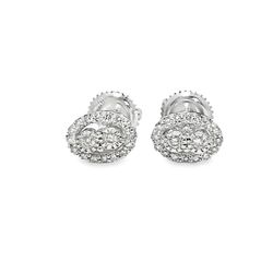 White Gold Oval Diamond Stud Earrings