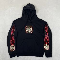 West Coast Choppers Long Beach Pullover Hoodie Flame Sleeves Men’s Size XL