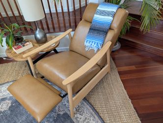 Leather Recliner Accent Chair with Wood Frame - Crate And Barrel 