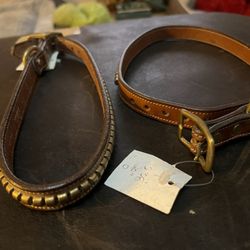 Two Brand New Leather Dog Collars, 20 Inches