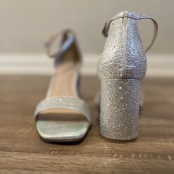 Bedazzled Silver High Heels Size 9W