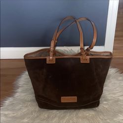 Med Size Chocolate Brown Suede Tote Bag