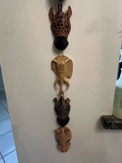 Set of 4 African Animal Wood Carved Masks