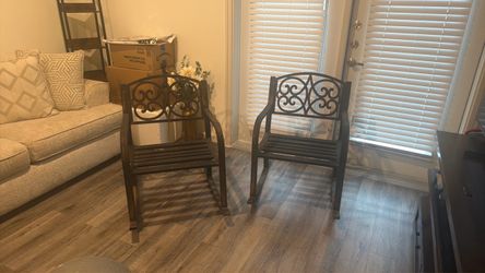 Two chairs and one bench