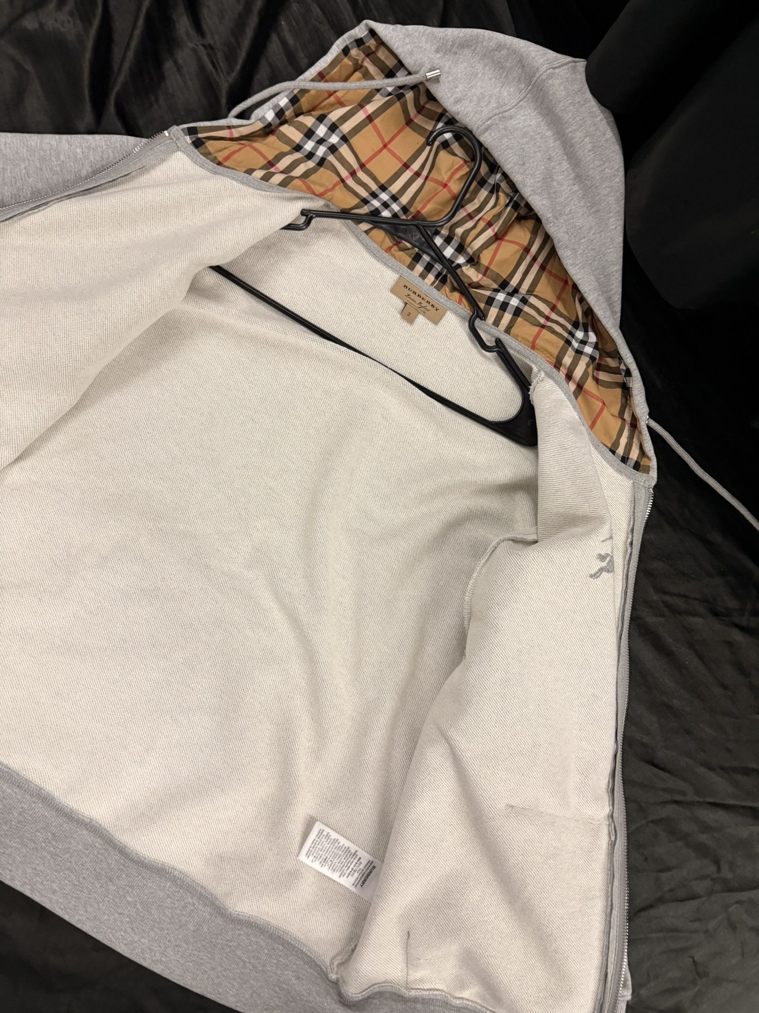 Grey Burberry checkered zip up