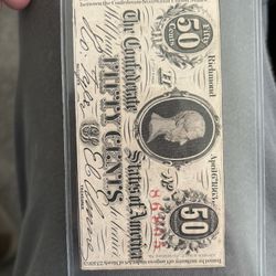50 Cents Confederate Money Print From Virginia 