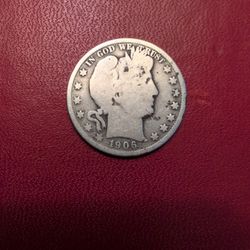 1906 Barber Liberty Head US Half Dollar 90% Silver Coin