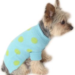 BRAND NEW Aqua Blue Polka Dot Dog Sweater Size #12 