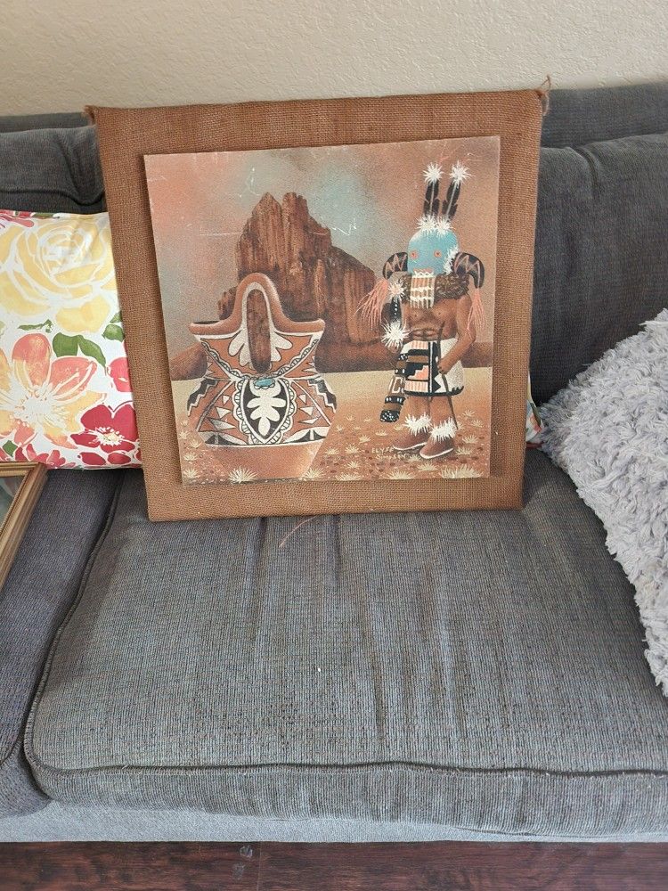 Native American Indian Painting Vintage Over 50 Years Old