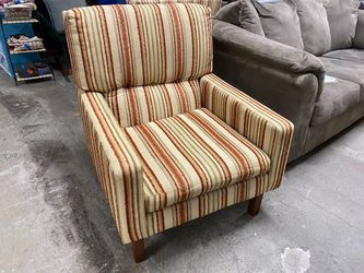 Red & Sand Striped Upholstered Armchair