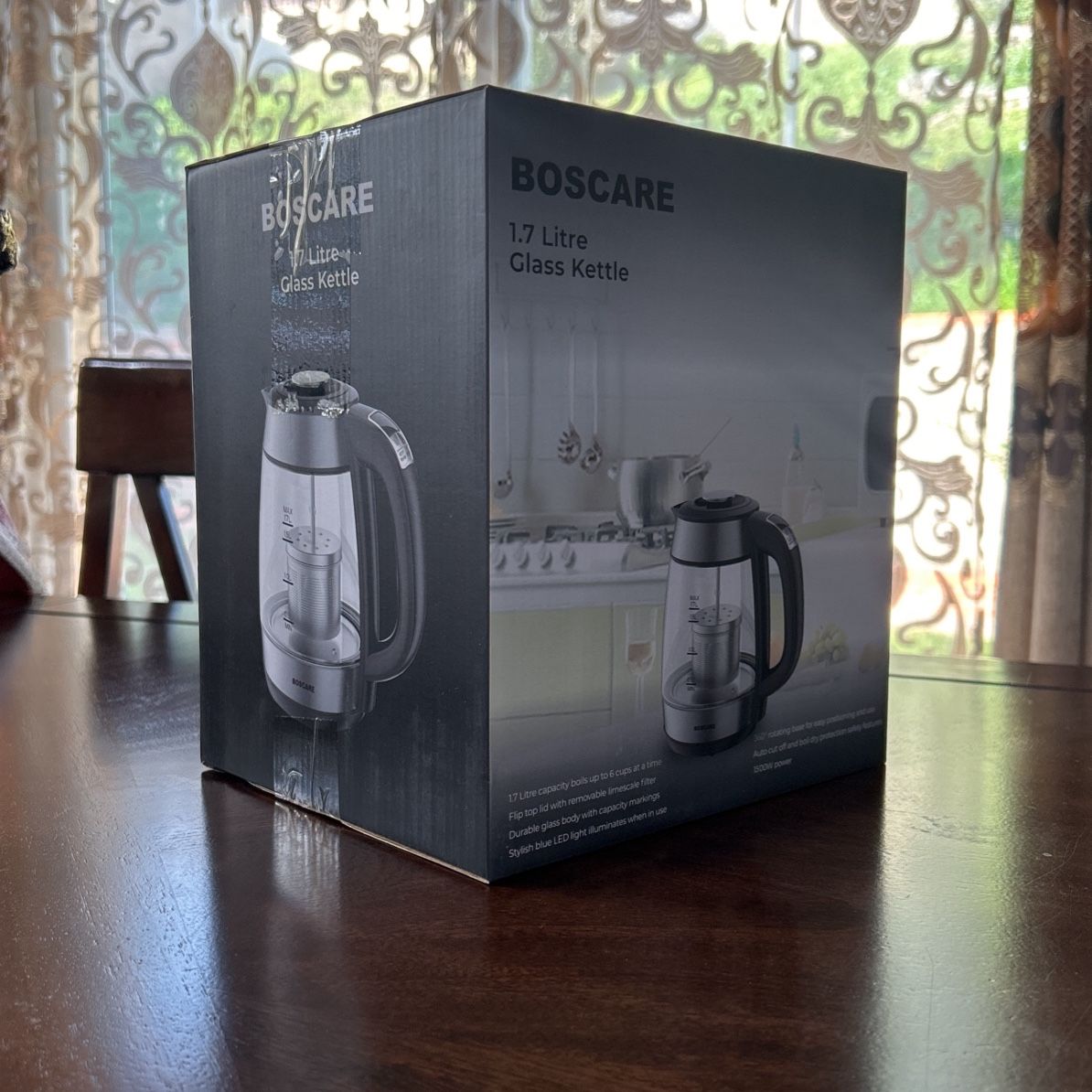 Boscare 1.7L Electric Glass Kettle (UNOPENED)