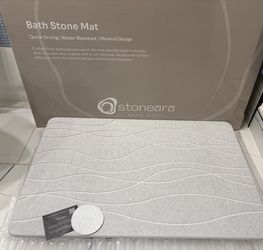 Stone Bath Mat – Quick-Dry Diatomaceous Earth Bathroom Mat, Ultra-Absorbent Non-Slip Gray New