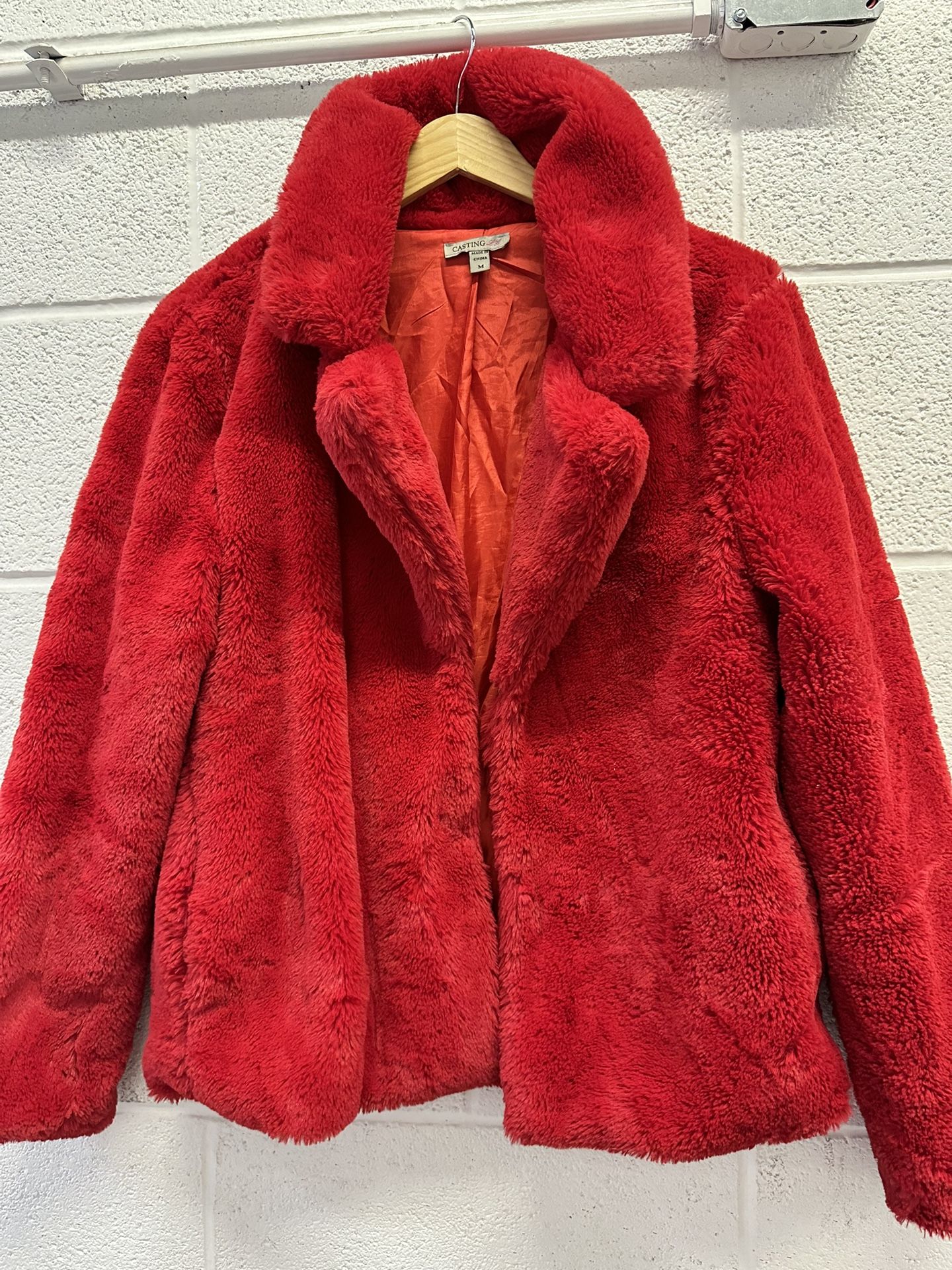 Women’s Red Faux Furry Winter Coat