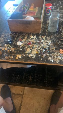 Crazy antique button collection brass/ pearl/ shell and more