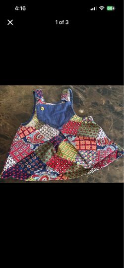Girls Patchwork Denim Pinafore Dress
