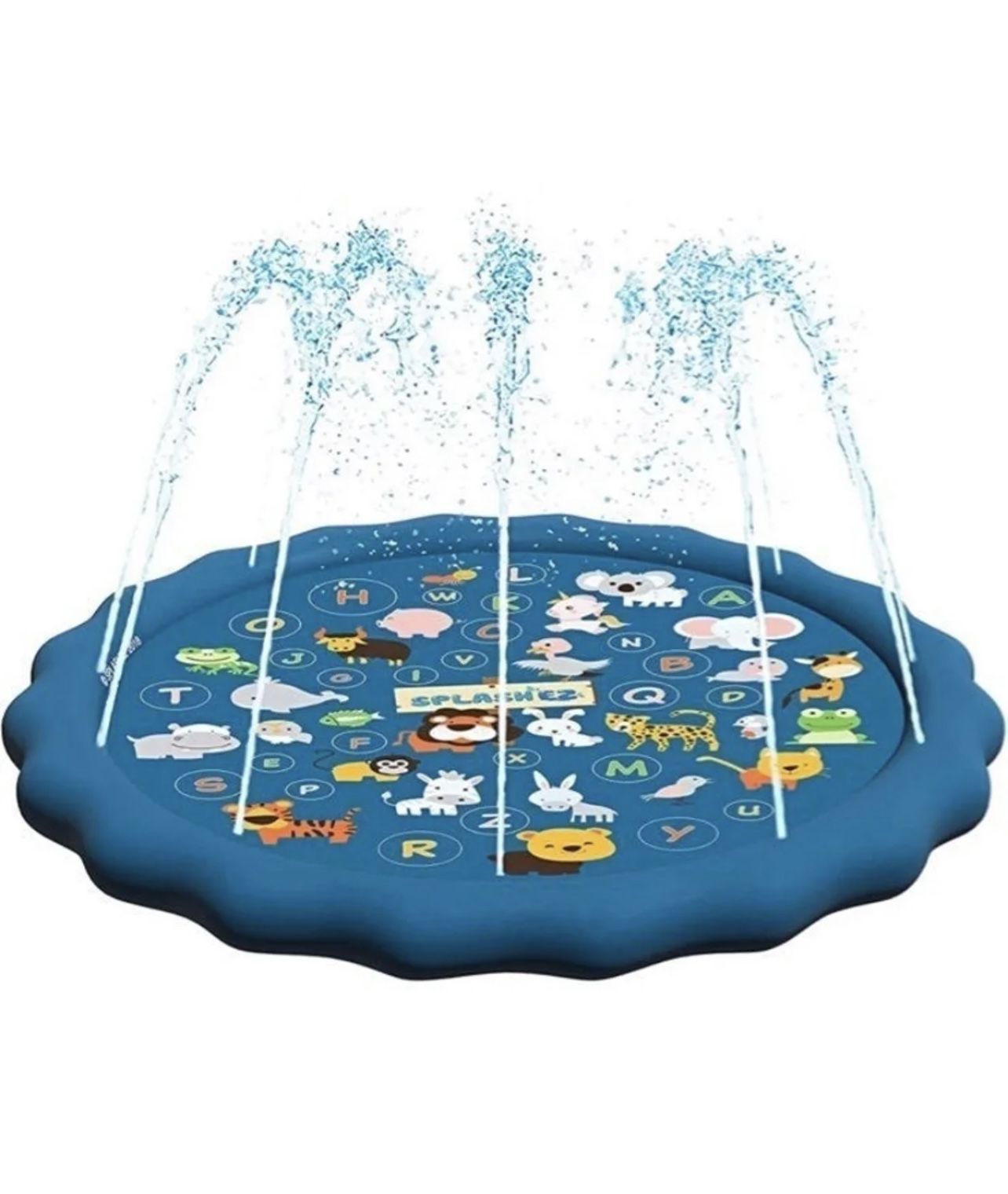 SplashEZ 3-in-1 Splash Pad, Sprinkler for Kids, and Wading Pool for Learning – Children’s Sprinkler Pool, 60’’ Inflatable Water Toys – “from A to Z” O