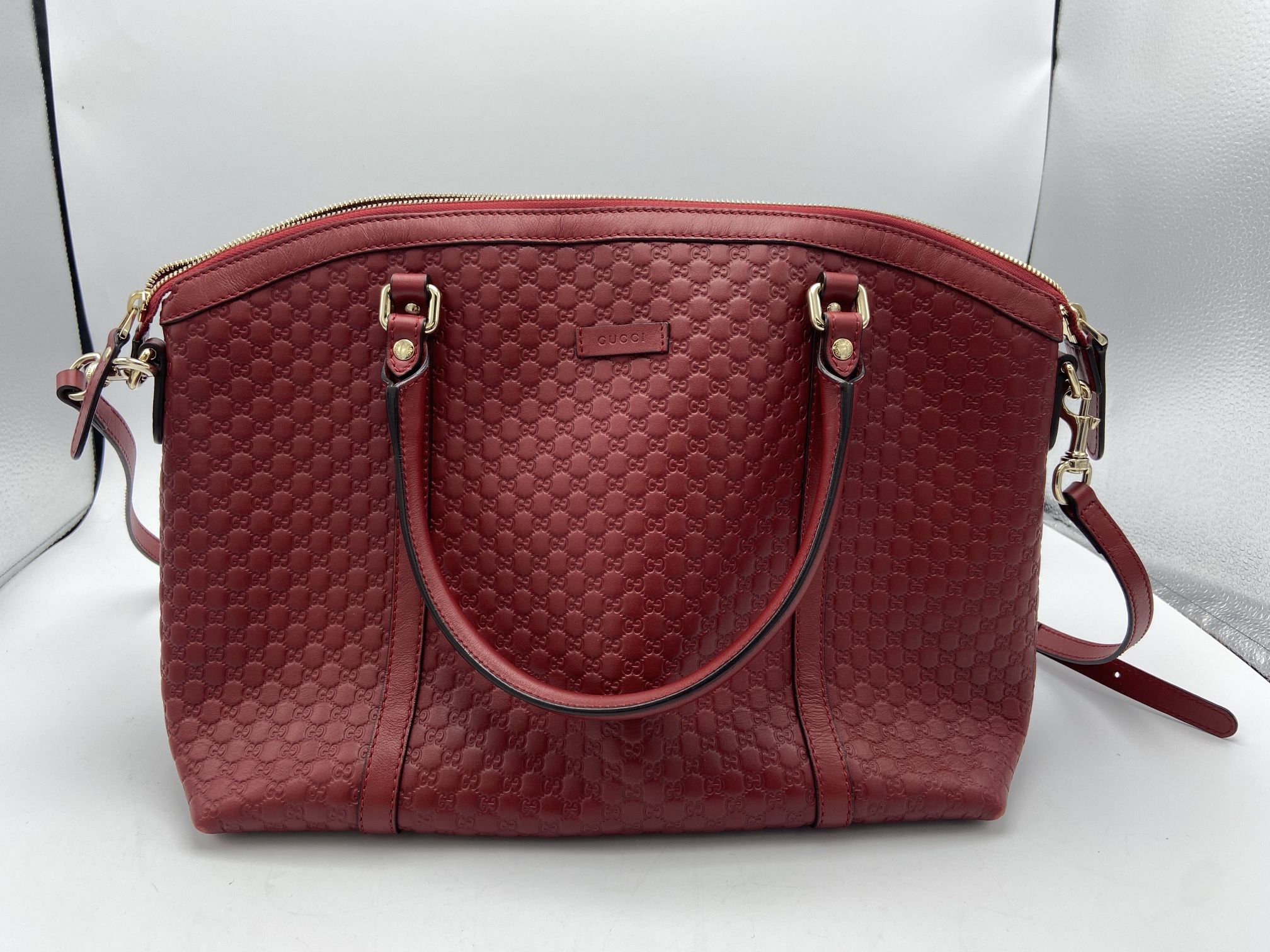 Gucci Red Guccissmma Leather Margaux Tote Bag
