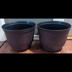 Lot of 2: Cronus 12.5" X 9.6" 13 Qt. Hot Coal High-Density Resin Outdoor Planter