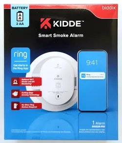 Kidde AA Battery-Powered Ring App Enabled Smart Smoke Alarm Detector (RGSDR-RW)