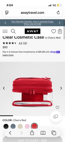 Away cosmetic red & clear bag