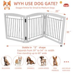 zjsf freestanding foldable dog gate 3 panel ( 2 Available )