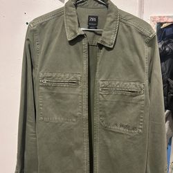 Mens Zara jacket Olive green size M