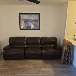 Leather Couch, Every Seat Reclines