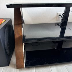 Modern Glass TV Stand / Entertainment Center – Wood & Glass