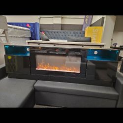 Brand New TV STAND w/ Fired Place With Heather & LED LIGHT $449