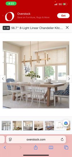 NEW Mercer41 Trivon 8-Light Dimmable Linear Kitchen Island Chandelier – Brushed Goldi