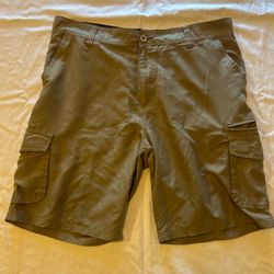Burnside Cargo Shorts Mens Size 36 Tan Performance Comfort Zip Velcro Pockets