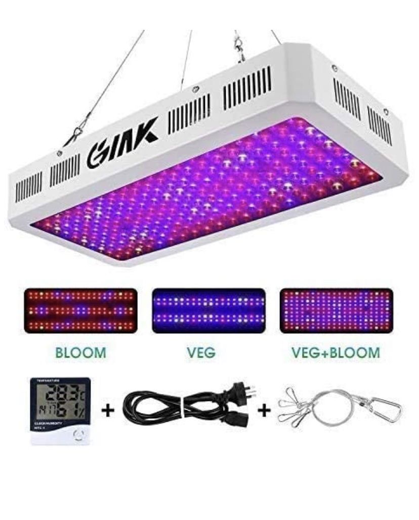 LED Full Spectrum Grow Light 2000W LED Light Lamp for Indoor Plants, Hydroponics, Greenhouse Natural Spectrum Lamp with Daisy Chain and Temperature