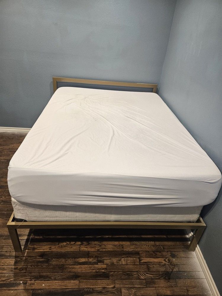 Queen Mattress, cover, box, and frame