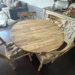Wood Round Dining Table With 4 Chairs 